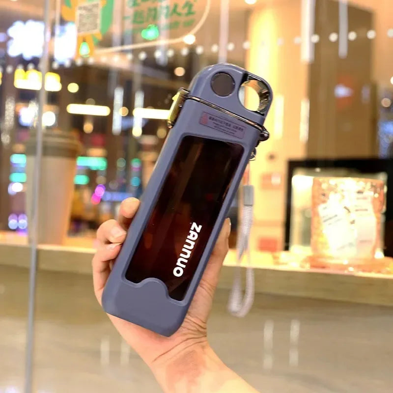 Botella de Agua Plástica 350ml Antiderrames con Tapa Bloqueable y Medidor para Deportes y Viajes al Aire Libre