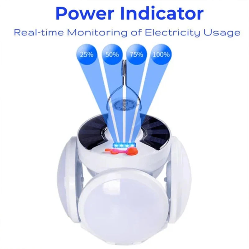 Lámpara Solar de Fútbol Recargable Linterna Plegable LED Portátil para Camping con Control Remoto
