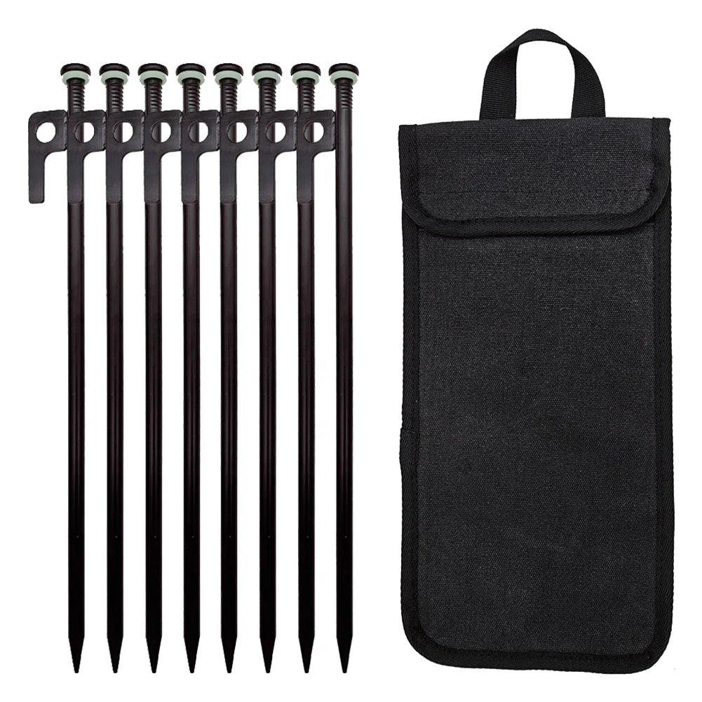 4/8 Piezas Estacas de Tienda de Acero Forjado con Bolsa - Anclajes Reforzados para Camping al Aire Libre