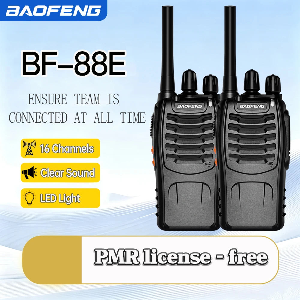 Baofeng BF-88E PMR446 Walkie Talkie 0.5W UHF 16CH VOX Carga USB Radio Bidireccional Portátil Sin Licencia para Europa