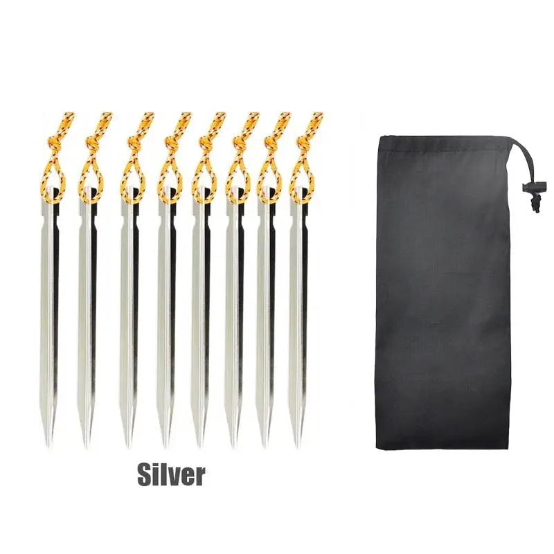 Set de 8 Estacas Ultraligeras de Aleación de Aluminio 18cm para Tienda de Campaña - Camping y Outdoor