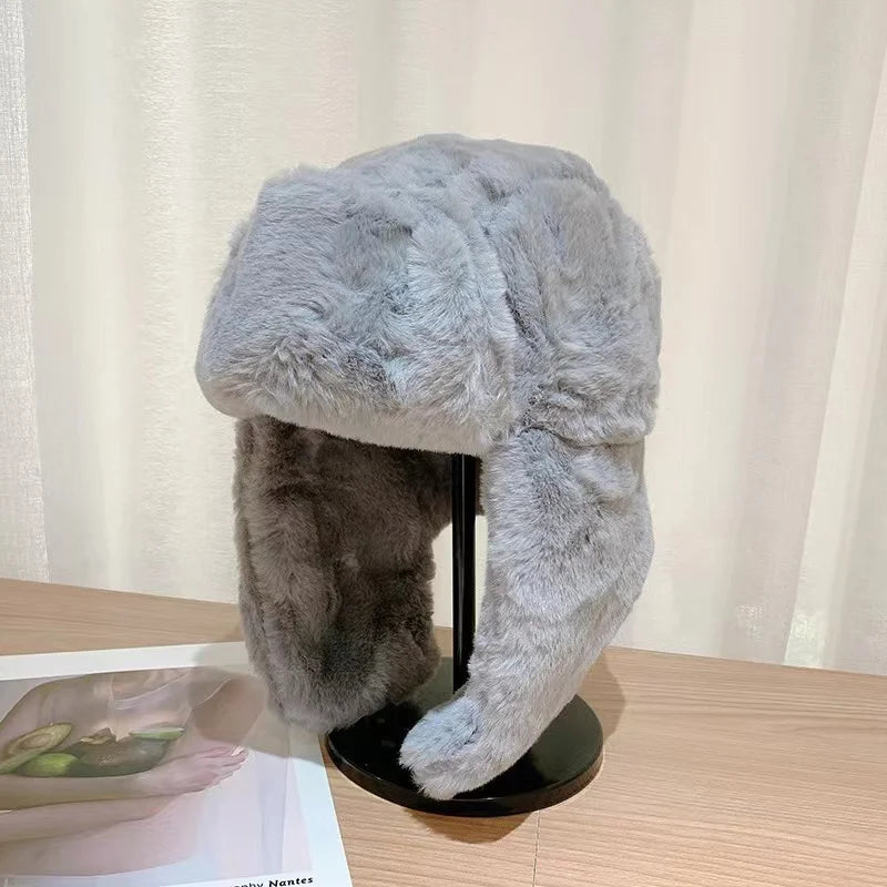 Gorra Ushanka Unisex Invierno con Orejeras de Piel Artificial Estilo Coreano Ajustable Tipo Piloto Bomber Gruesa Caliente a Prueba de Viento para Esquí