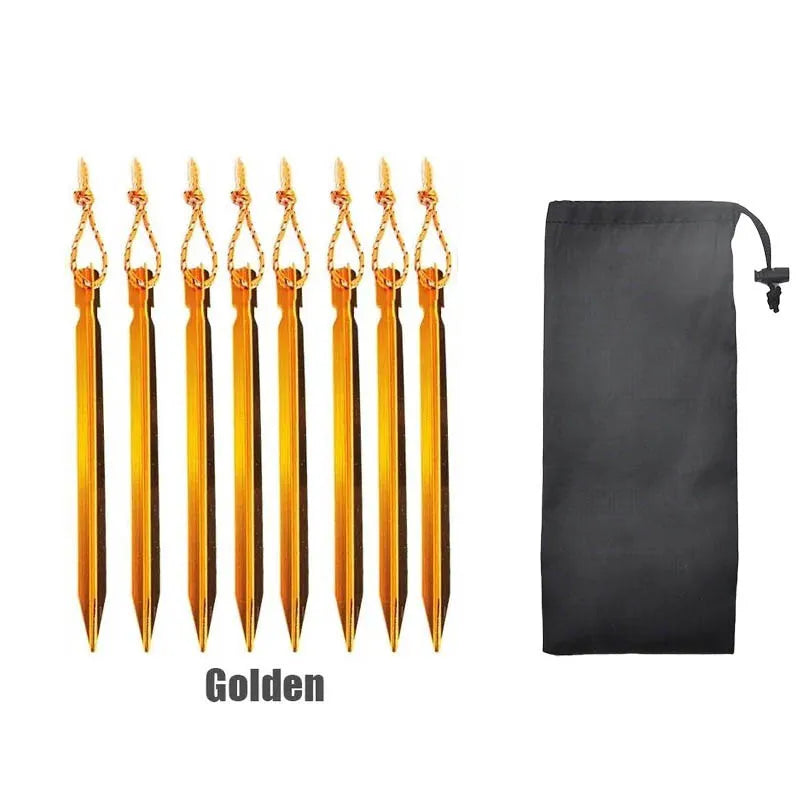 Set de 8 Estacas Ultraligeras de Aleación de Aluminio 18cm para Tienda de Campaña - Camping y Outdoor