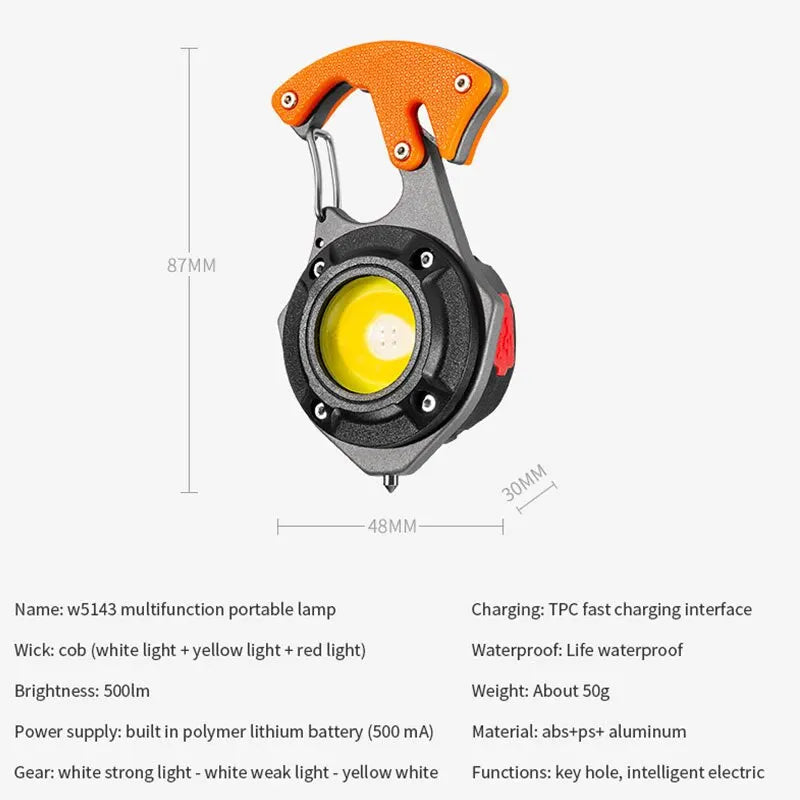 Linterna Portátil Multifunción con Luz LED COB, Carga Rápida Tipo-C y Batería de Gran Capacidad