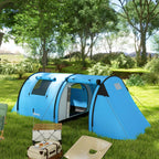 Tienda de campaña para 3 personas con ventanas, gancho, impermeable 3000mm y bolsa de transporte, 470x220x150 cm, azul cielo