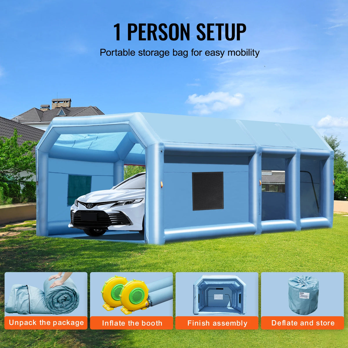 Cabina de Pintura Inflable SucceBuy con Sopladores Potentes y Sistema de Filtrado de Aire - Portátil para Pintura de Autos