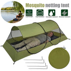 Tienda para 1 Persona de Malla B4 de Alta Densidad, Doble Cremallera y Ventilación, Ultraligera para Camping al Aire Libre