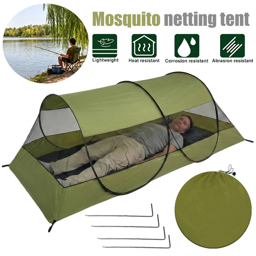 Tienda para 1 Persona de Malla B4 de Alta Densidad, Doble Cremallera y Ventilación, Ultraligera para Camping al Aire Libre