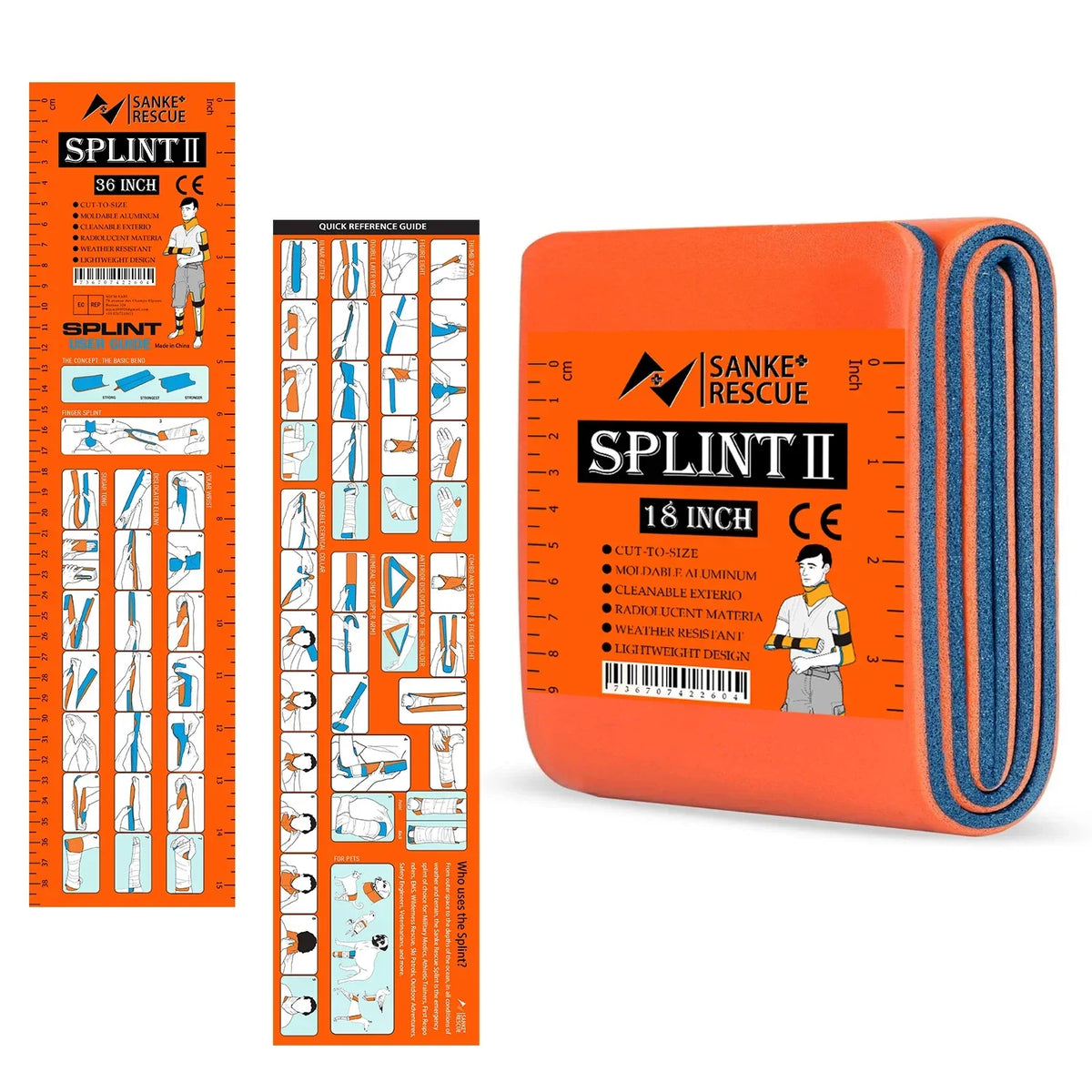 Férula de Primeros Auxilios SANKE RESCUE Soporte de Muñeca y Pulgar para Tendinitis y Artritis, Protector IFAK Mano Derecha/Izquierda 36/18" x 4.3"