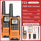 2 Radios Baofeng F22 Mini Walkie Talkie PMR 446MHz Largo Alcance NOAA Cargador Tipo-C Portátiles para Senderismo