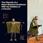 Poncho Impermeable de Emergencia con Película de Aluminio – Manta Térmica Desechable para Supervivencia y Camping