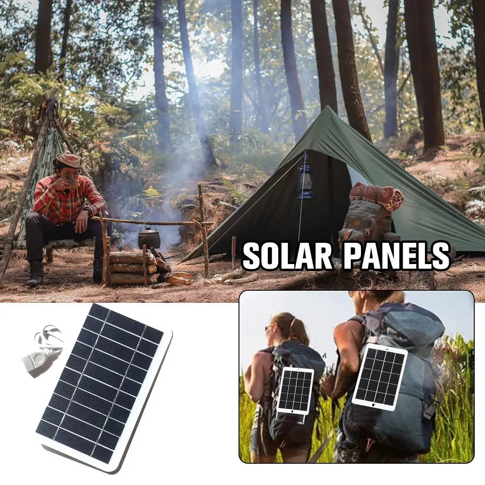 Panel Solar Portátil 5V 2W con USB para Carga Segura – Ideal para Camping, Banco de Energía y Exterior