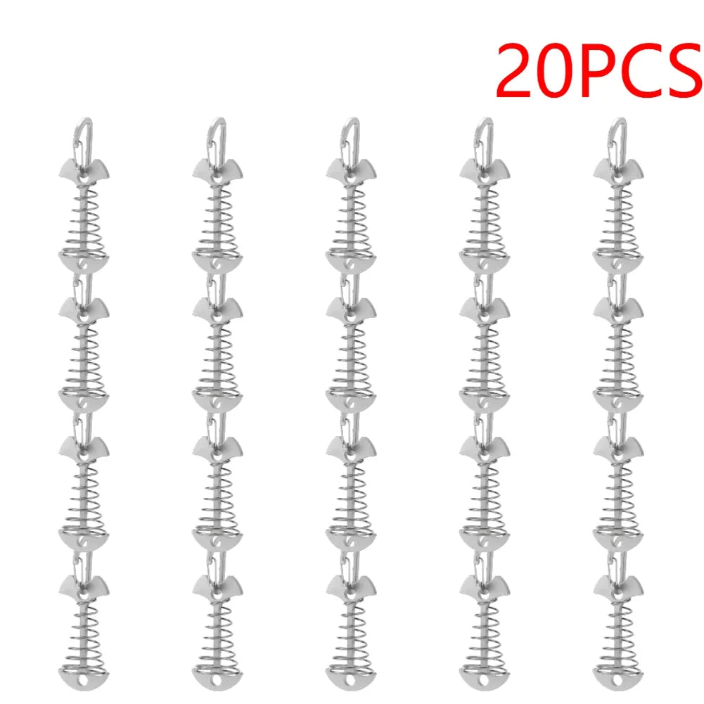 Anclajes de Cubierta para Tienda de Campaña, 10-30 uds, tipo Fishbone, con Muelle y Resorte de Aluminio Antiviento