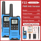 2 Radios Baofeng F22 Mini Walkie Talkie PMR 446MHz Largo Alcance NOAA Cargador Tipo-C Portátiles para Senderismo