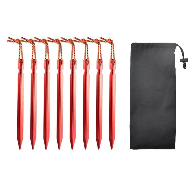 Set de 8 Estacas Ultraligeras de Aleación de Aluminio 18cm para Tienda de Campaña - Camping y Outdoor