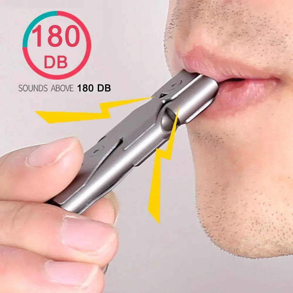 Silbato Doble Tubo Portátil de Acero Inoxidable para Supervivencia y Camping – Alta Potencia, Llavero de Emergencia