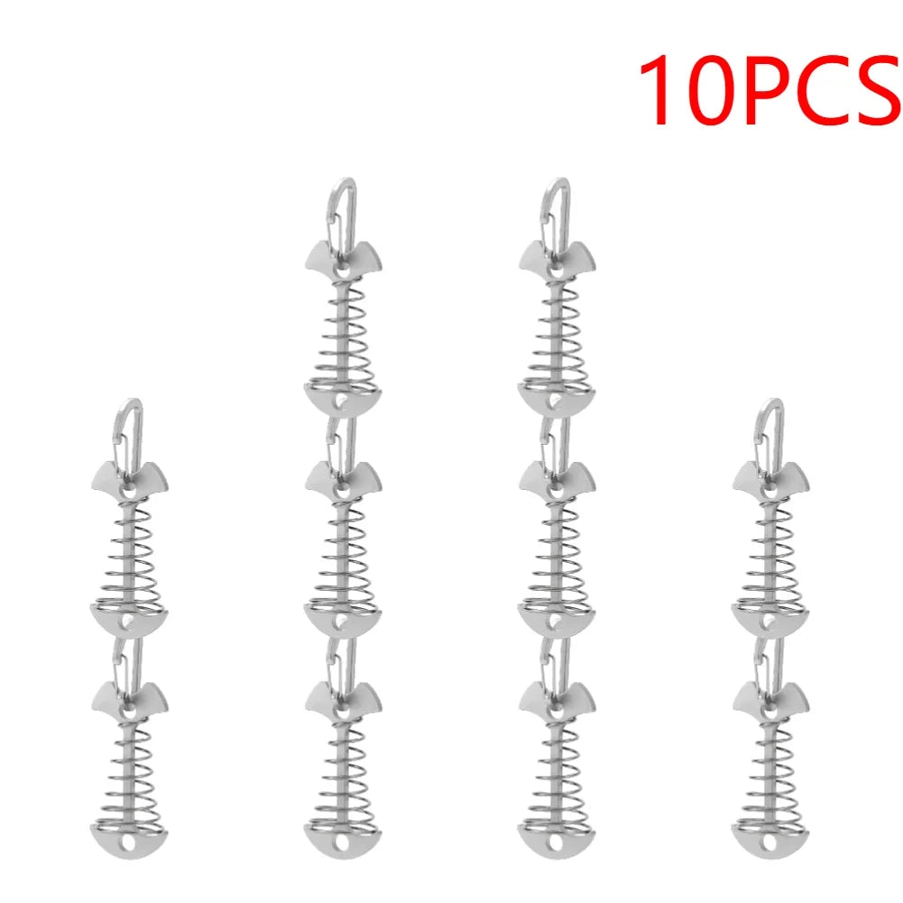 Anclajes de Cubierta para Tienda de Campaña, 10-30 uds, tipo Fishbone, con Muelle y Resorte de Aluminio Antiviento