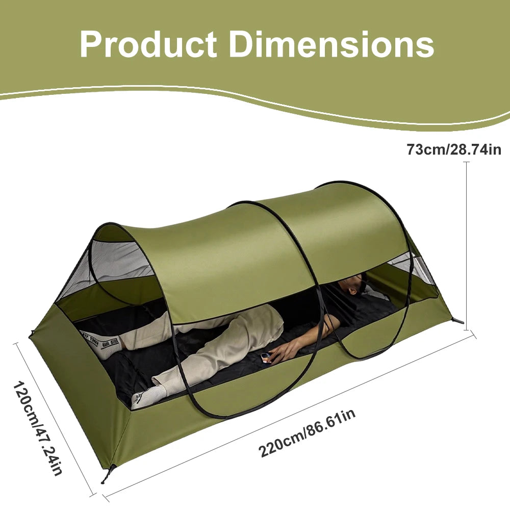 Tienda para 1 Persona de Malla B4 de Alta Densidad, Doble Cremallera y Ventilación, Ultraligera para Camping al Aire Libre