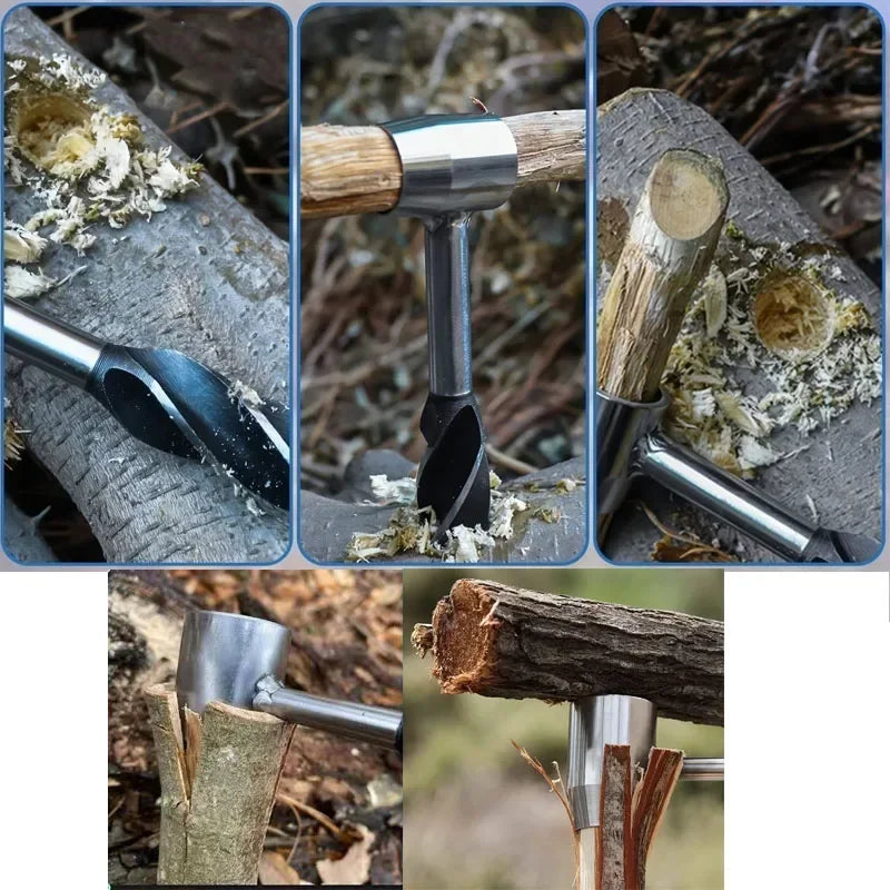 Taladro Manual de Supervivencia Outdoor - Herramienta Multiusos para Bushcraft y Camping