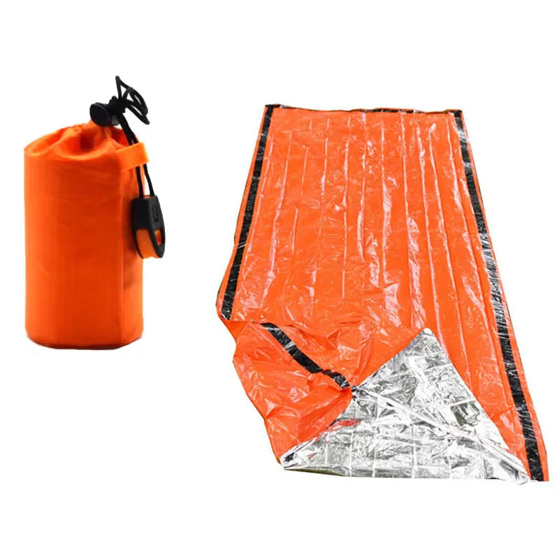 Saco de Dormir de Emergencia Impermeable Portátil para Supervivencia – Equipo Térmico de Camping y Rescate con Manta de Mylar