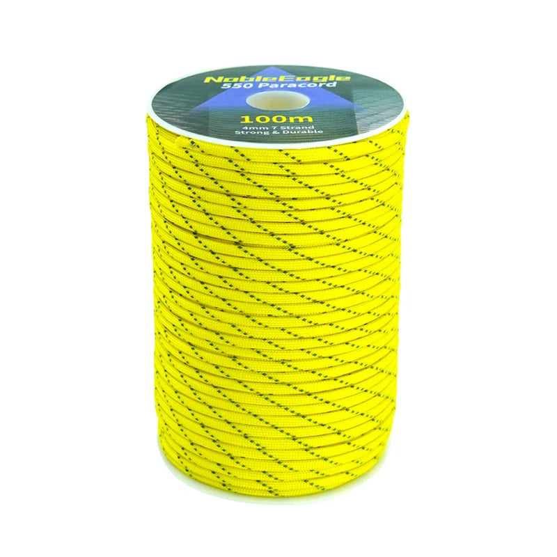 Cuerda Paracord Reflectante Militar 7 Hilos 4mm 550 Lbs para Camping, Tienda y Pulseras DIY