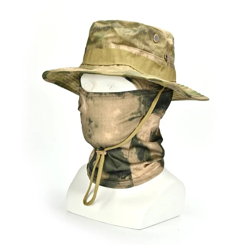 Set de Gorro Camuflado Táctico con Protección Solar para Outdoor, Senderismo y Pesca – UV, Ajustable