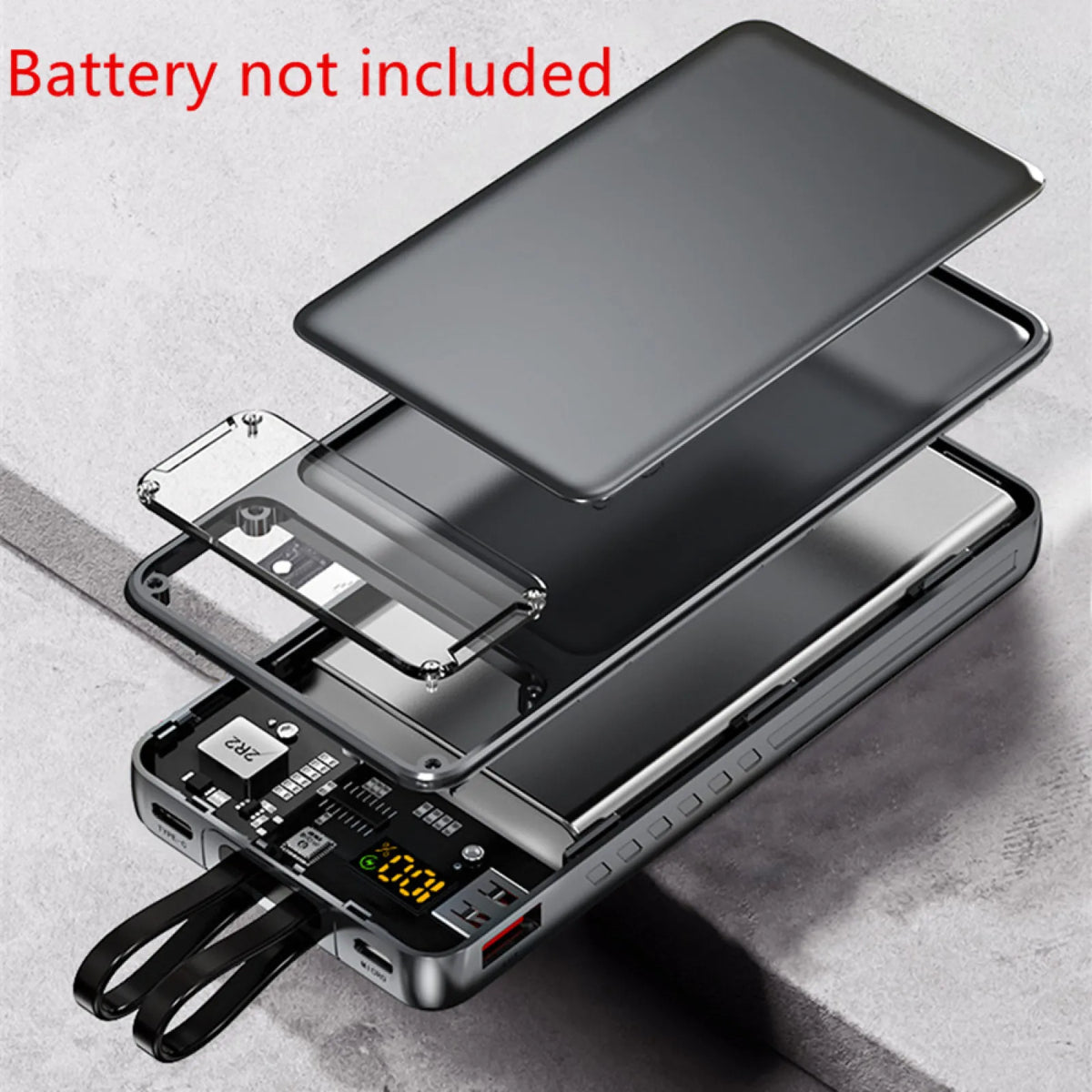 Estuche Power Bank 100W 20000mAh con LCD, Carga Rápida Type-C PD 22.5W, Compatible con 1260110 – Sin Baterías