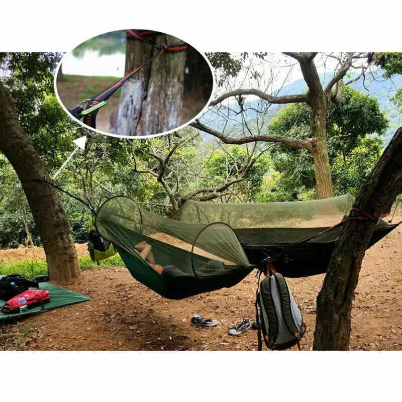 2 Piezas de Correas para Hamaca Reforzadas de Poliéster con 5 Anillas, Alta Resistencia para Camping al Aire Libre