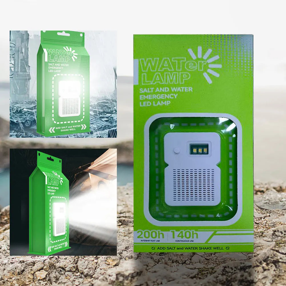 Lámpara LED de Emergencia con Agua Salada para Camping — Portátil, Resistente al Agua, Ahorro de Energía, Ideal para Pesca Nocturna y Viajes al Aire Libre