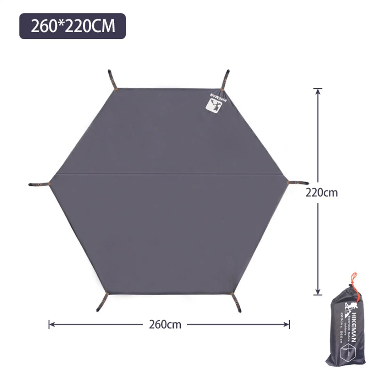 Toldo Impermeable Hexagonal para Hamaca, Suelo y Refugio de Camping, Alfombra de Picnic Playa (Gris)