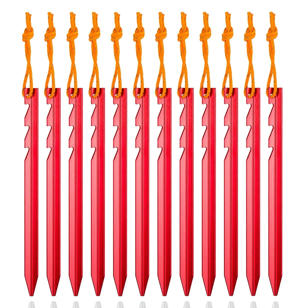 Juego de 12 piquetas de aluminio 18 cm ultraligeras para tienda de campaña y toldos