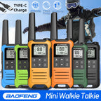 2 Radios Baofeng F22 Mini Walkie Talkie PMR 446MHz Largo Alcance NOAA Cargador Tipo-C Portátiles para Senderismo