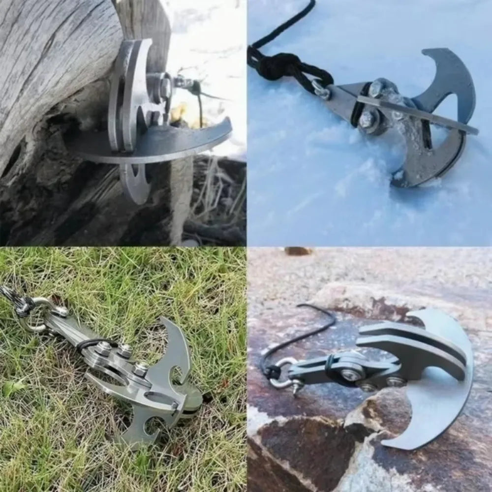 Garra de Escalada Plegable Multifunción de Acero Inoxidable para Supervivencia y Camping Outdoor
