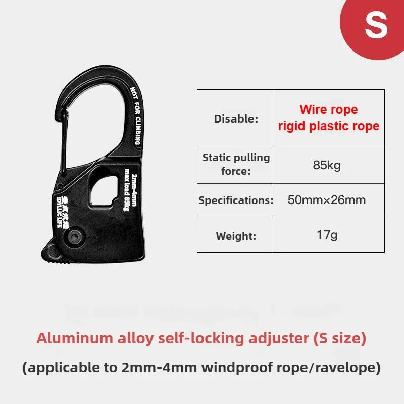 Tensor de cuerda para tienda de campaña de aleación de aluminio, resistente a la corrosión, ligero y portátil