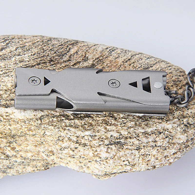 Silbato Portátil 180 dB Aleación de Aluminio Doble Tubo Emergencia SOS Herramienta de Supervivencia para Camping al Aire Libre
