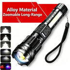 Linterna LED Potente de 2000LM con Pantalla, Recargable USB, Zoom y Modos para Camping, Pesca y Emergencias