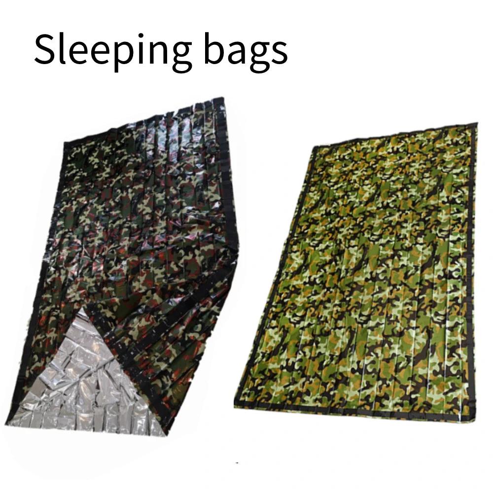 Saco de Dormir de Emergencia para 1-2 Personas Impermeable y Térmico con Silbato para Supervivencia