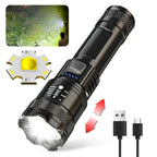 Linterna LED Potente de 2000LM con Pantalla, Recargable USB, Zoom y Modos para Camping, Pesca y Emergencias