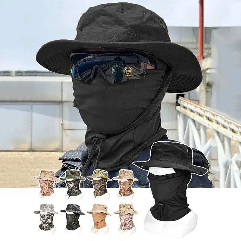 Set de Gorro Camuflado Táctico con Protección Solar para Outdoor, Senderismo y Pesca – UV, Ajustable