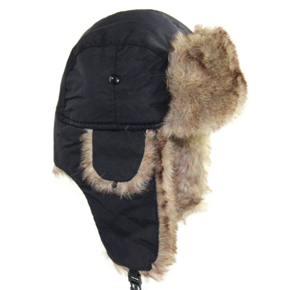 Gorro Ruso de Invierno Hombre con Orejeras Impermeable para Esquí y Frío Extremo