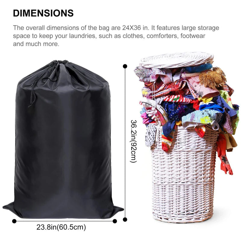 Bolsa Grande para Ropa Sucia de Poliéster Resistente con Cordón - Mochila para Escuela y Camping