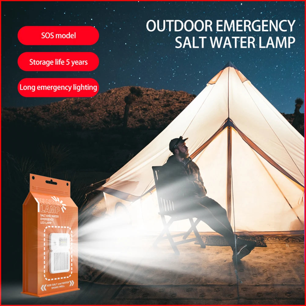 Lámpara LED de Emergencia con Agua Salada para Camping — Portátil, Resistente al Agua, Ahorro de Energía, Ideal para Pesca Nocturna y Viajes al Aire Libre