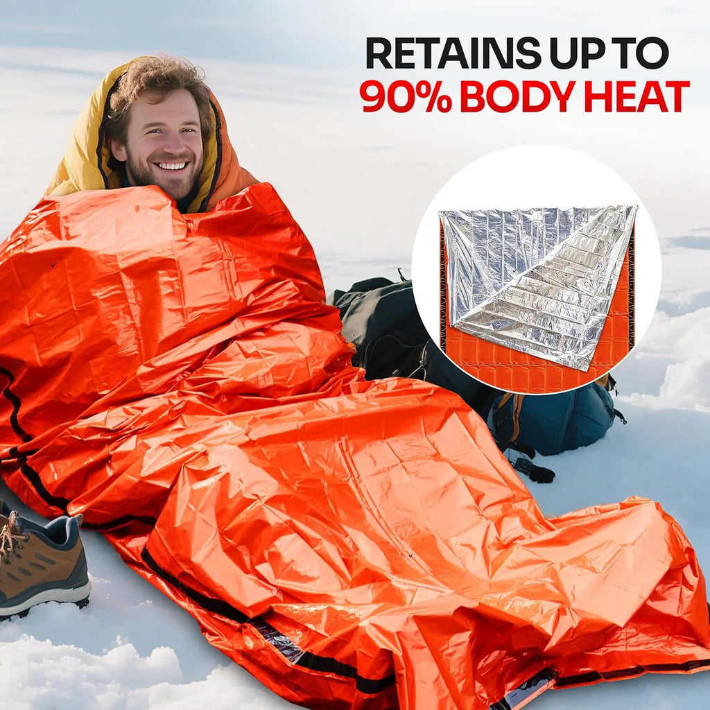 Saco de Dormir de Emergencia para Supervivencia y Aventuras al Aire Libre – Bivy Impermeable de Mylar