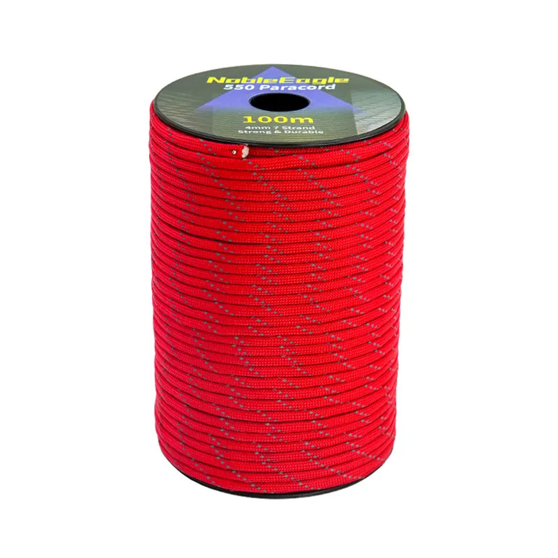 Cuerda Paracord Reflectante Militar 7 Hilos 4mm 550 Lbs para Camping, Tienda y Pulseras DIY