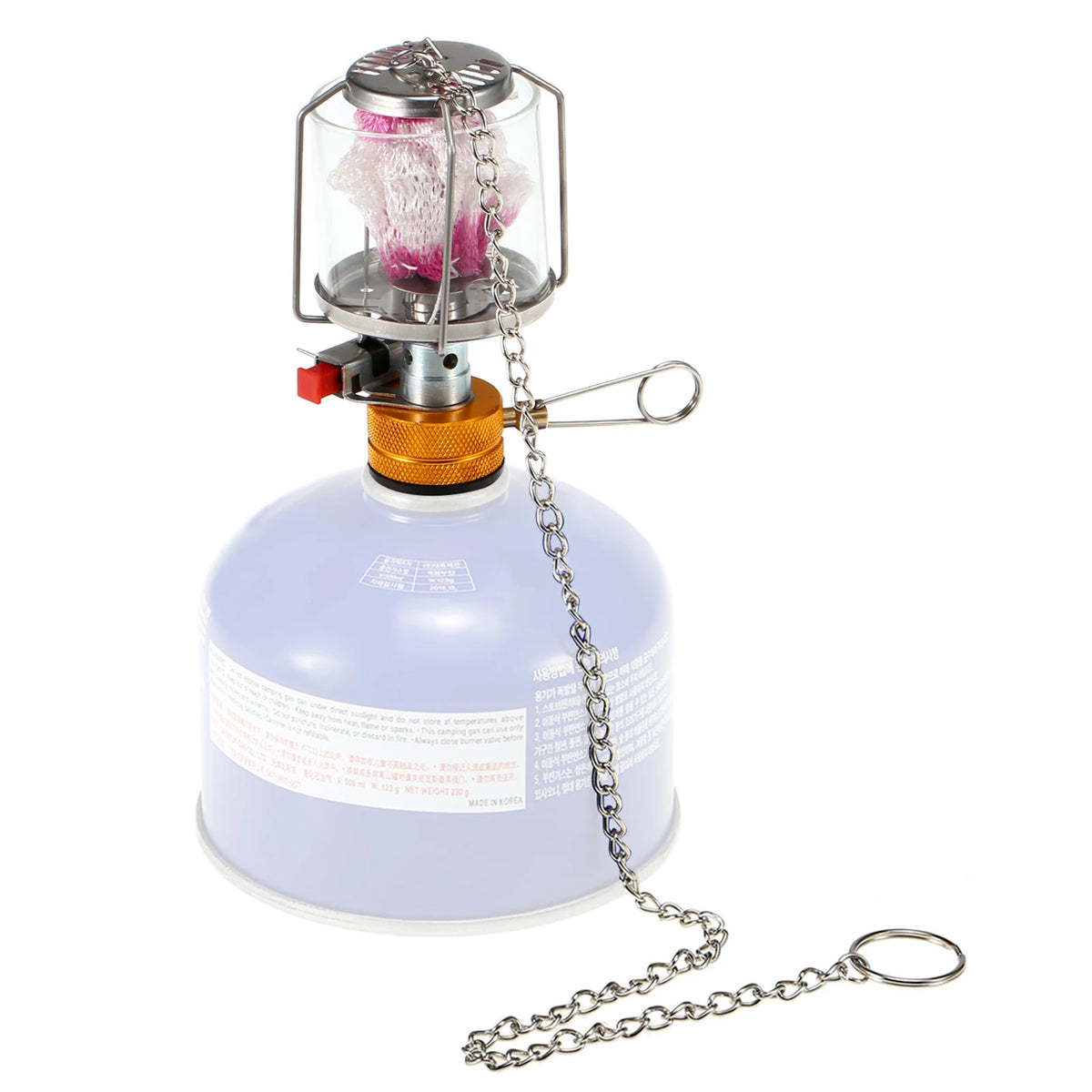 Linterna de Gas Portátil para Camping con Encendido Piezoeléctrico y 3 Camisas de Repuesto