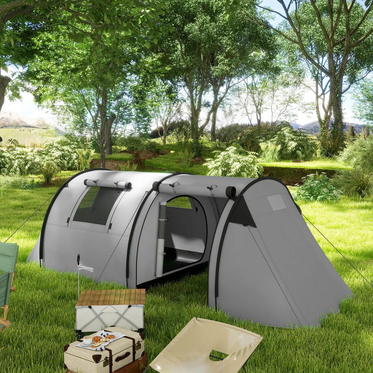 Tienda de campaña para 3 personas con ventanas, gancho y bolsa de transporte impermeable 3000mm 470x220x150 cm verde