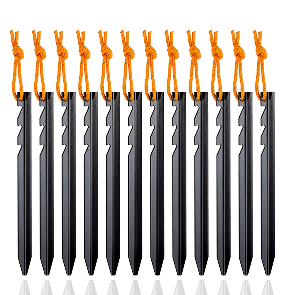 Juego de 12 piquetas de aluminio 18 cm ultraligeras para tienda de campaña y toldos