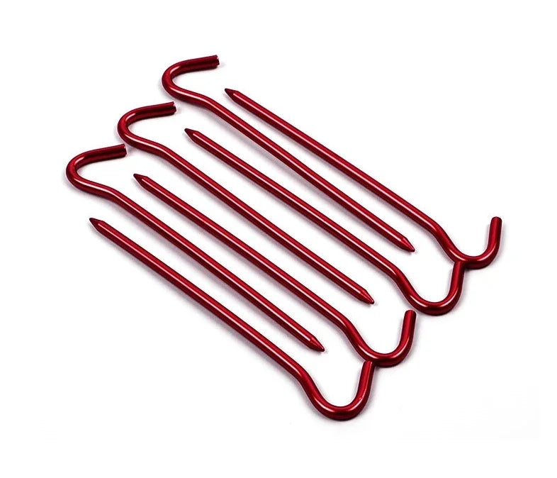Clavo para Tienda de Campaña de Aluminio 18cm con Gancho – Estaca para Camping, Hamaca y Senderismo