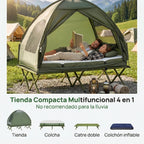 Cama Doble Plegable Outsunny con Colchón Inflable y Tienda para Camping