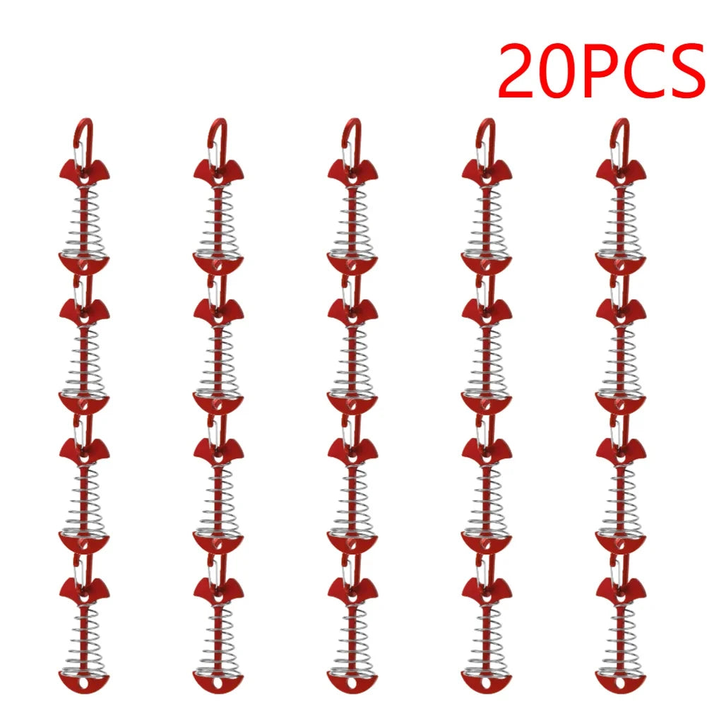 Anclajes de Cubierta para Tienda de Campaña, 10-30 uds, tipo Fishbone, con Muelle y Resorte de Aluminio Antiviento